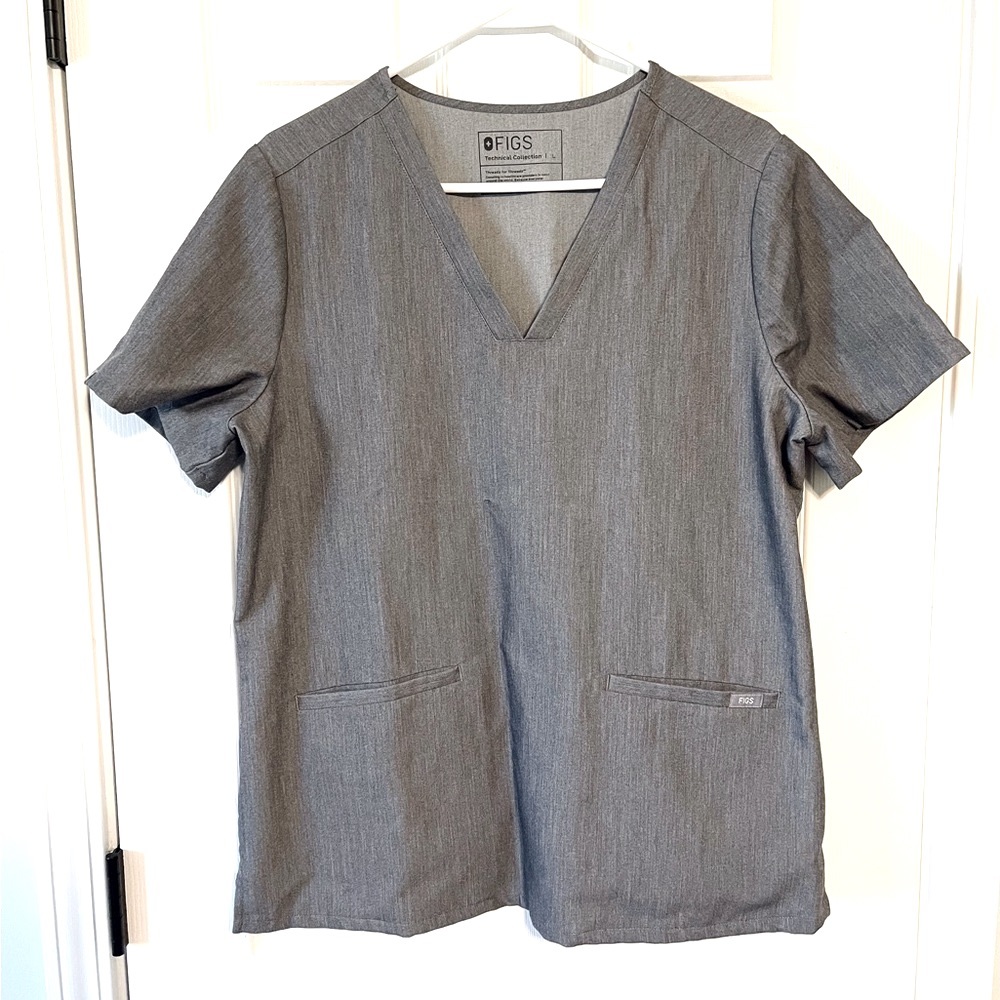 Figs Casma Three-Pocket Scrub Top Size L Charcoal